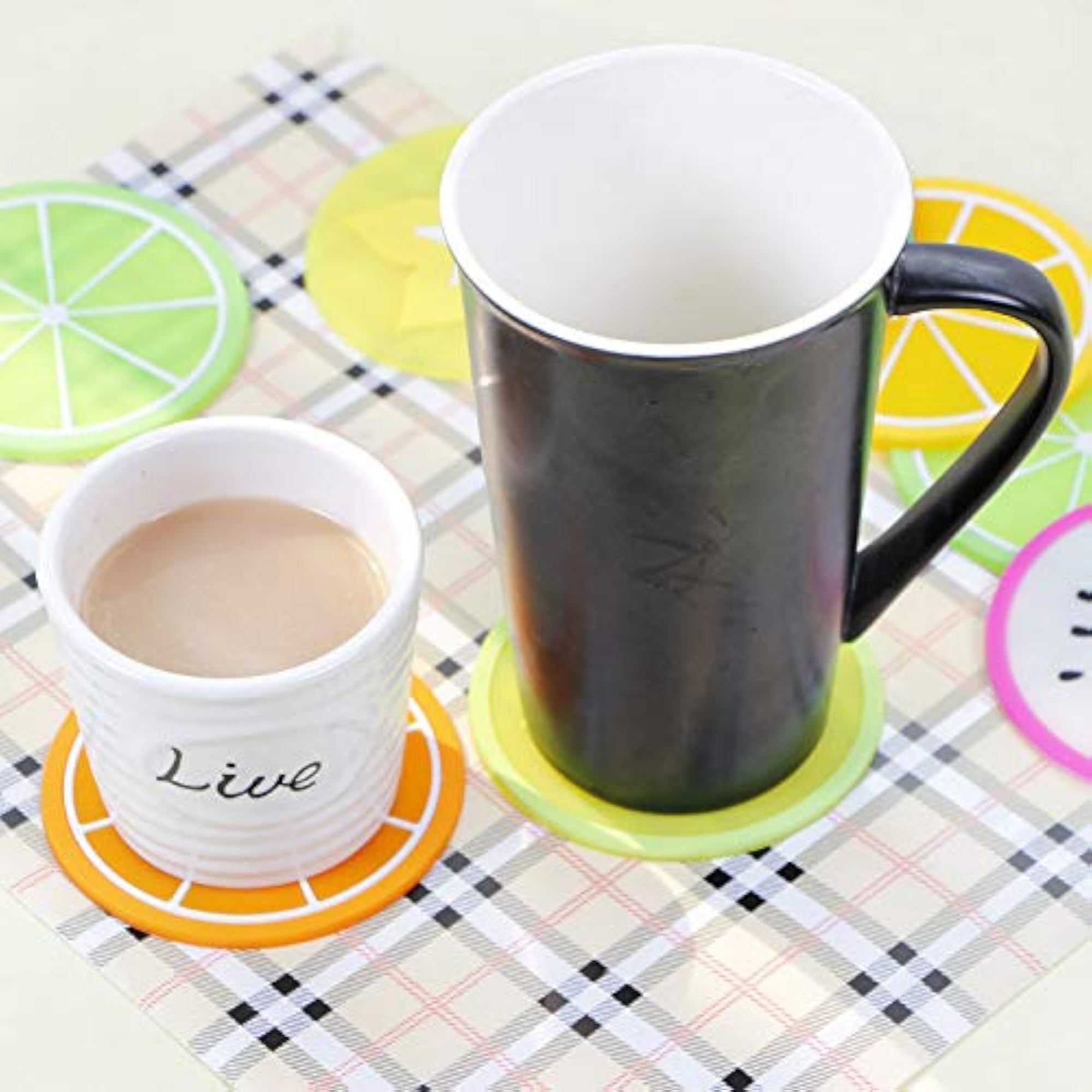 Anti Slip Silicone Fruit Coaster Set, 6 Pcs